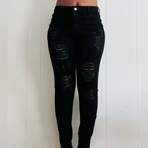 Black denim jeans w/ rips